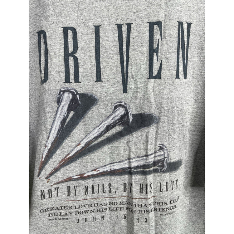 Men’s Vintage 90s Jesus Tee Driven Not By Nails By His Love Shirt Sz 3XL