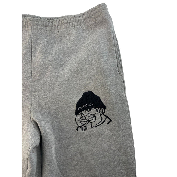 Men Vintage Damage Clothing Graphic Sweatpants Joggers Gray Size L