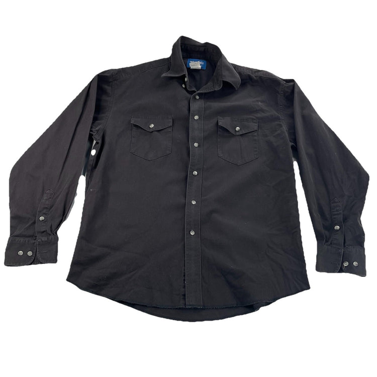 Men’s Wrangler Classic Western Black ButtonUp LongSleeve Work Shirt Size 16 1/2