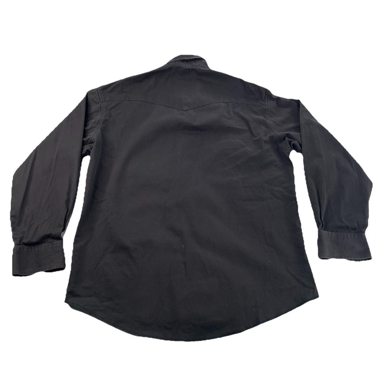 Men’s Wrangler Classic Western Black ButtonUp LongSleeve Work Shirt Size 16 1/2