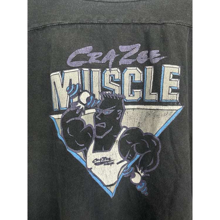 Cra Zee Wear USA Black muscle crop top t-shirt body building Size 2XL/6