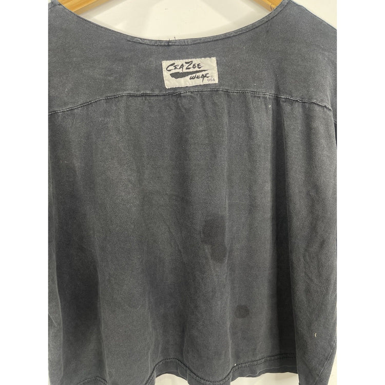 Cra Zee Wear USA Black muscle crop top t-shirt body building Size 2XL/6