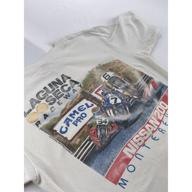Mens Vintage Laguna SECA Raceway White Tee Size L