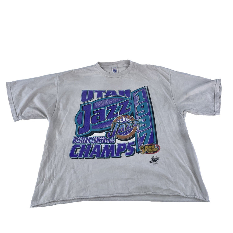 Mens Vintage 1997 Utah Jazz Western Conference Champions Gray T Shirt Size XL