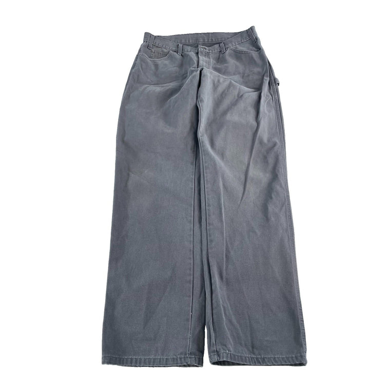 Mens Dickie Faded Grey Canvas Workwear Utility Carpenter Pants Size 30x32
