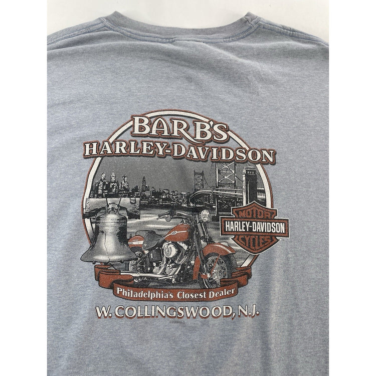 Mens Harley Davidson Motorcycle Bar B’S Blue-Grayish Basic Tee Size 2xl