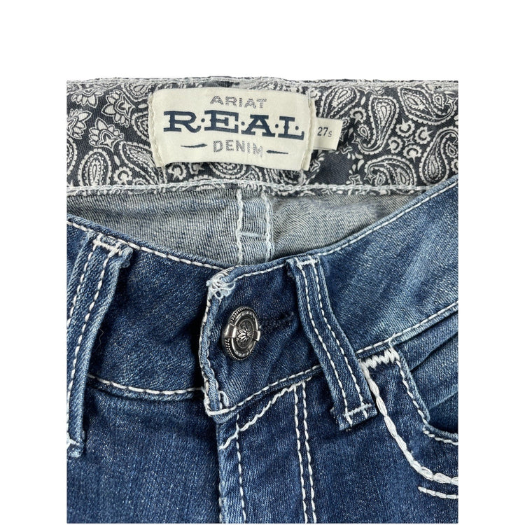 Women’s ARIAT Real Denim Mid-Rise Boot Blue Jeans Size 27