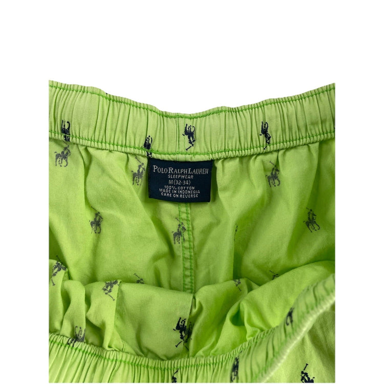Mens Ralph Lauren Size Medium Green Pony Printed Sleep Shorts