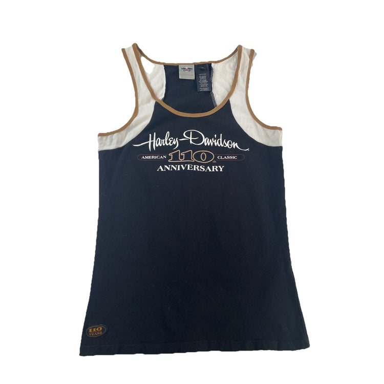Womens Harley Davidson 110 Anniversary Black&White Tank Size XL