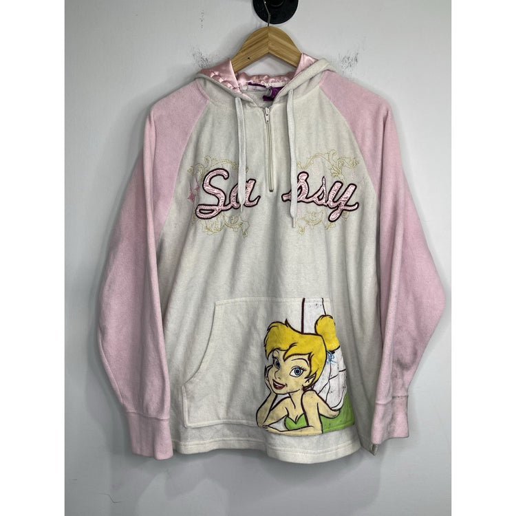 Women’s Disney Tinker Bell Sassy Fleece 3/4 Zip Hooded Jacket Sweatshirt Sz 1XL