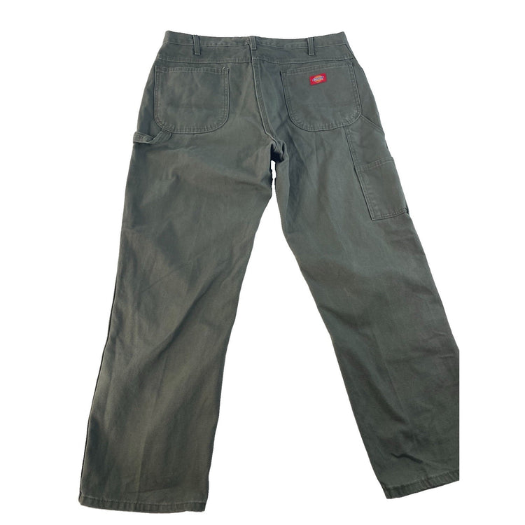Men Dickies Relaxed Fit Carpenter Work Pants Olive Green Size 38x30
