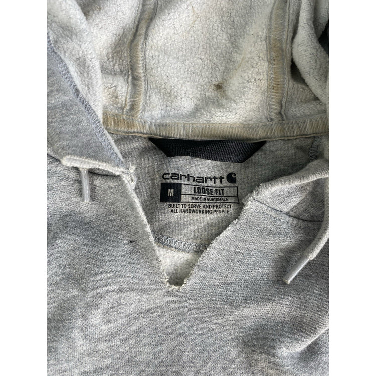 Mens Carhartt Gray Graphic Sleeve Snap-Neck Pullover Hoodie Size M