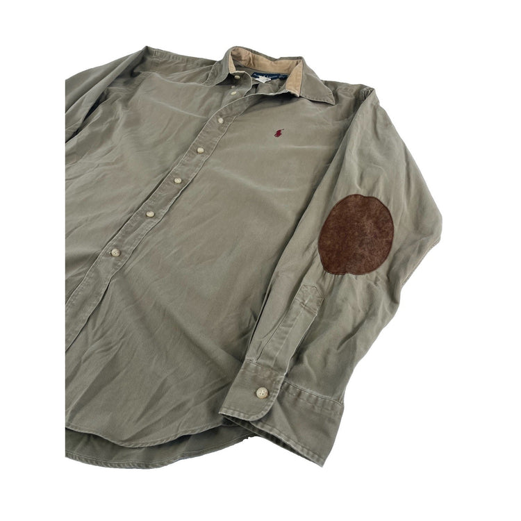Mens Polo Ralph Lauren Classic Fit Beige Button Down Shirt Size XL
