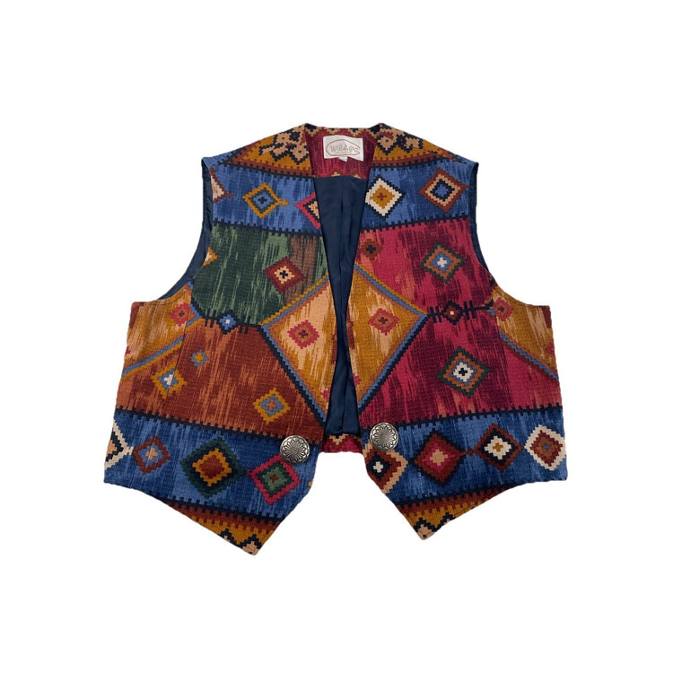 Mens Vintage 90s Wraps Western Style Tapestry Vest Size Xl