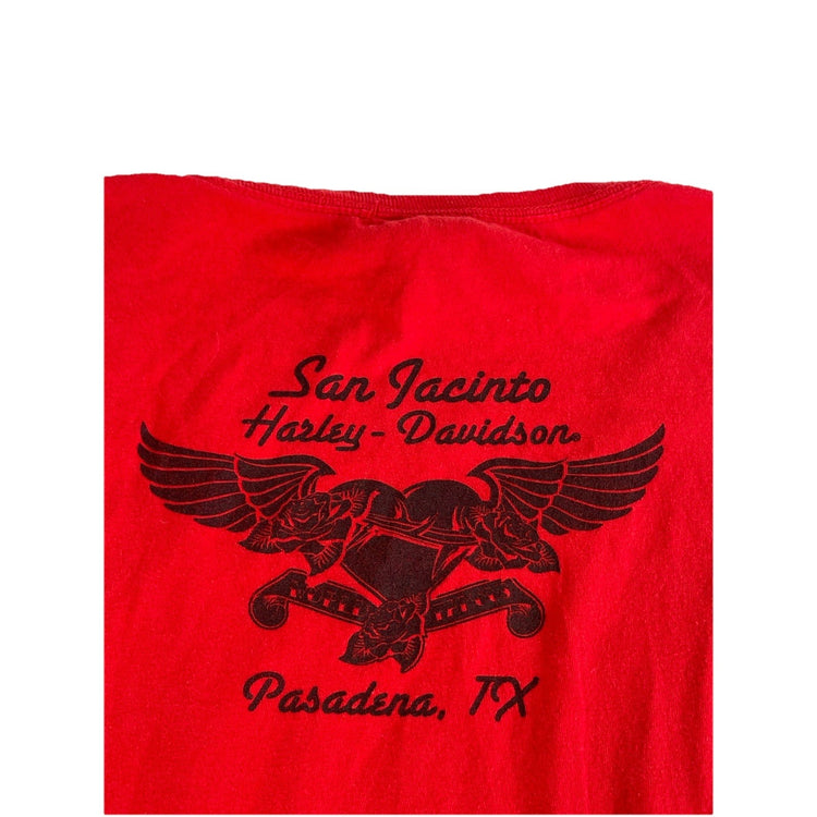 Womens Harley Davidson Motorcycle Red Wide Pasadena, TX T-Shirt Size M