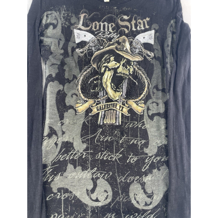Mens Pima Tee Black Galveston Tx Skull Graphic Size M