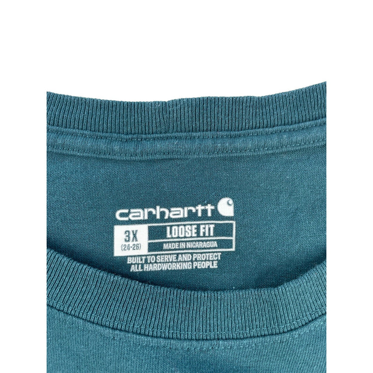 Mens Carhartt Teal Blue Loose Fit Short Sleeve Pocket T Shirt Size 3X