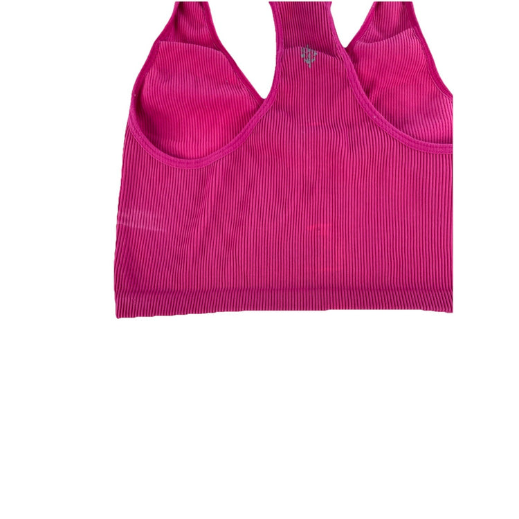 Womens Free People Movement Hot Pink Ribbed Racerback Sports Bra Size L