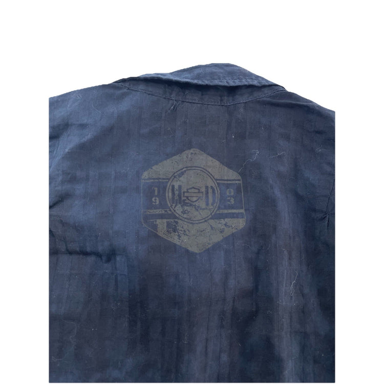 Mens Harley Davidson SS Button Up Navy blue Shirt Size M