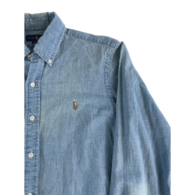 Mens Polo Ralph Lauren Classic Fit Denim Button Down Shirt Size Medium
