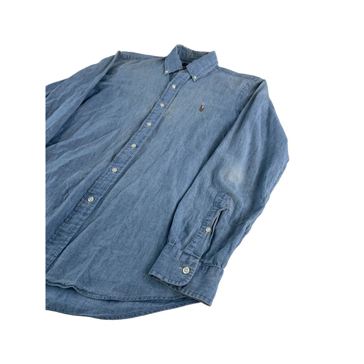 Mens Polo Ralph Lauren Classic Fit Denim Button Down Shirt Size Medium