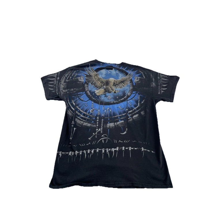 Mens Vintage Liquid Blue USA Eagle Grapic Size L