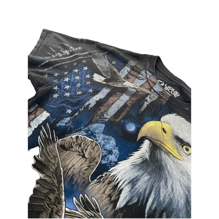 Mens Vintage Liquid Blue USA Eagle Grapic Size L