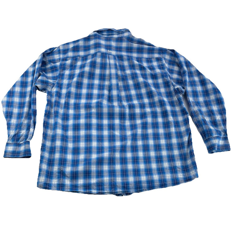Men’s Ariat | Pro Series Classic Blue&White Plaid Pattern ButtonUp Shirt Size XL