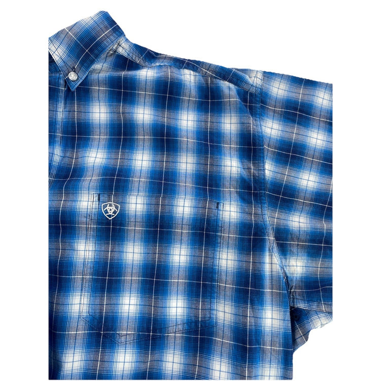 Men’s Ariat | Pro Series Classic Blue&White Plaid Pattern ButtonUp Shirt Size XL
