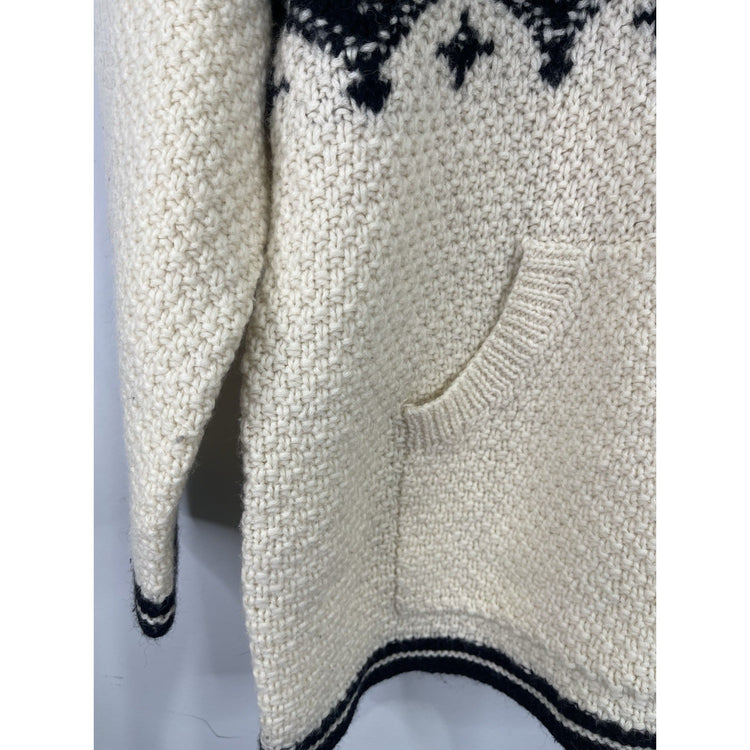 Ralph Lauren Fair Isles Wool 1/4 Zip Sweater Mens Large Black / Ivory