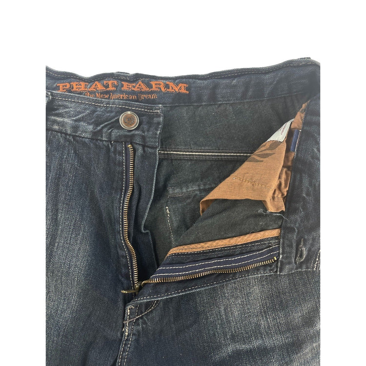 Mens Phat Farm Baggy Loose Fit Wide Leg Skate Hip Hop Denim Jeans Size 34x33