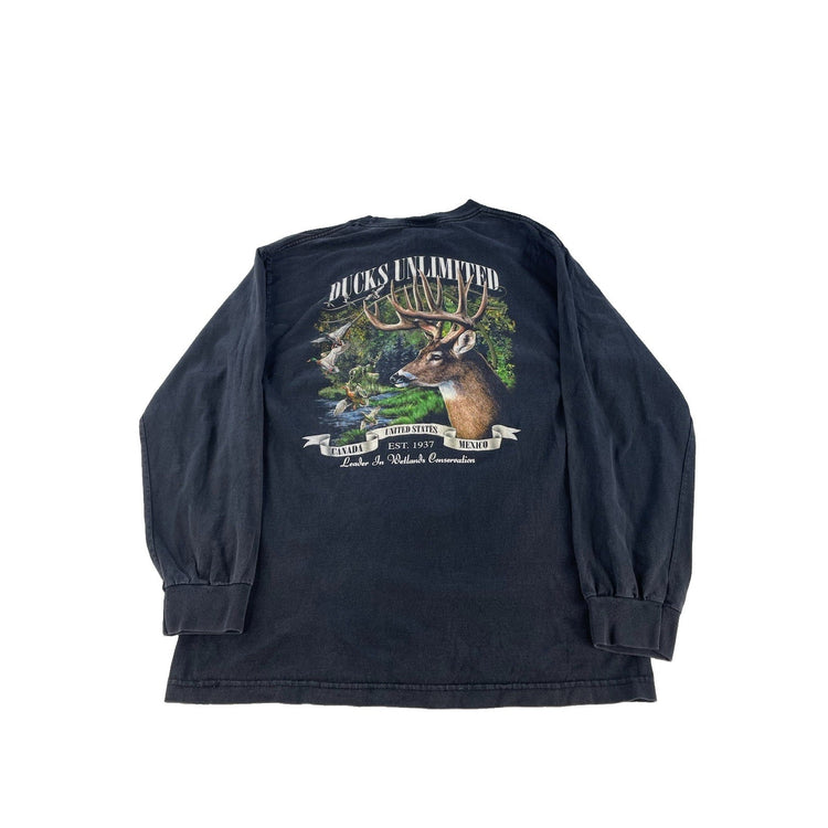 Mens Marathon Apparel Ducks Unlimited Deer Graphic Long Sleeve T-Shirt Size L