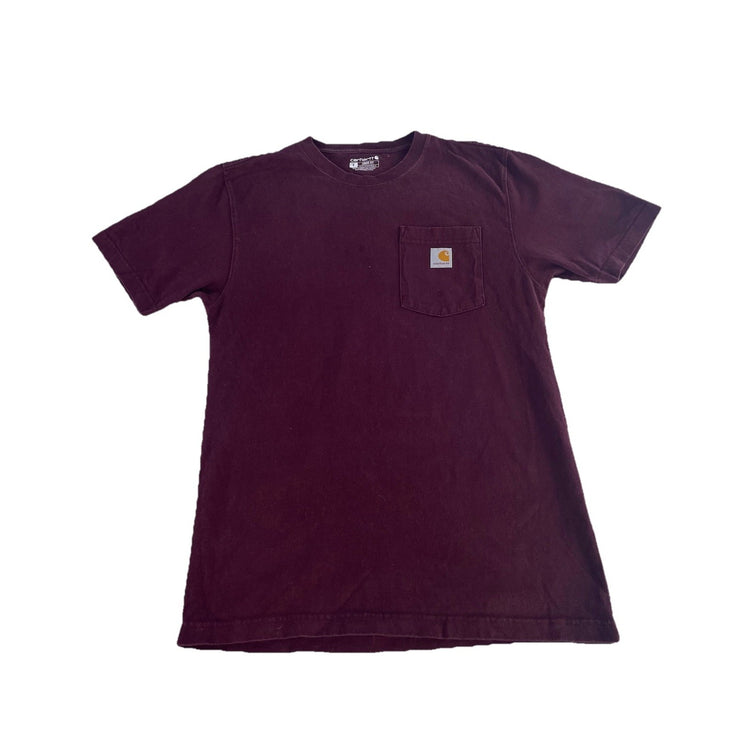 Mens Carhartt Maroon Loose Fit Solid Tee Size S