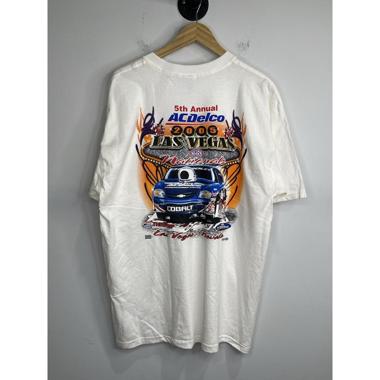 Men’s Vintage White 5th Annual Acdelco NHRA Drag Racing Vegas T Shirt Sz XL