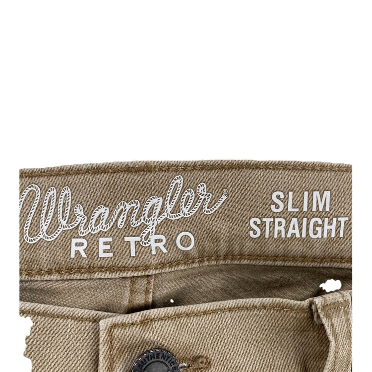 Men’s Wranglers Retro Tan Slim Straight Jeans Size 34x34