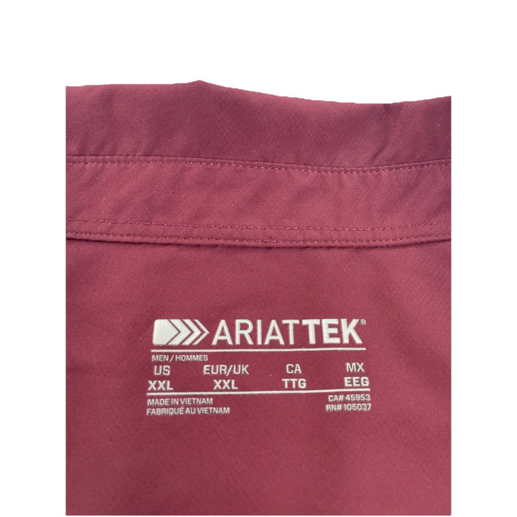 Men’s ARIAT tek Outbound Classic Maroon Button Up, SS Shirt Size Xxl