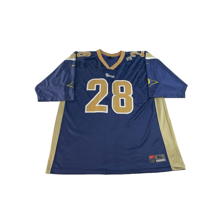 Mens Vintage Nike St. Louis Rams Marshall Faulk Navy Gold Jersey Size XL