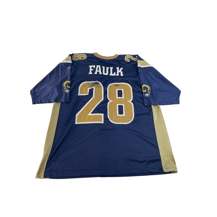 Mens Vintage Nike St. Louis Rams Marshall Faulk Navy Gold Jersey Size XL