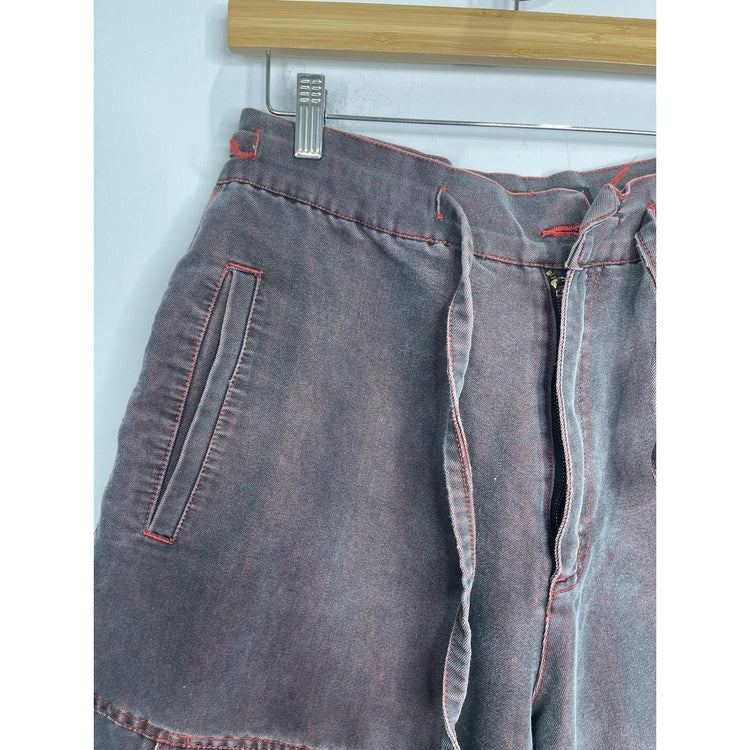 Men’s Diss Jeans Shorts Black Zip Y2K Hip Hop Skater Grunge Baggy 34x15