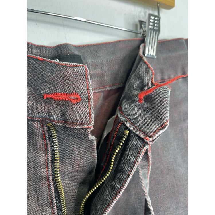 Men’s Diss Jeans Shorts Black Zip Y2K Hip Hop Skater Grunge Baggy 34x15