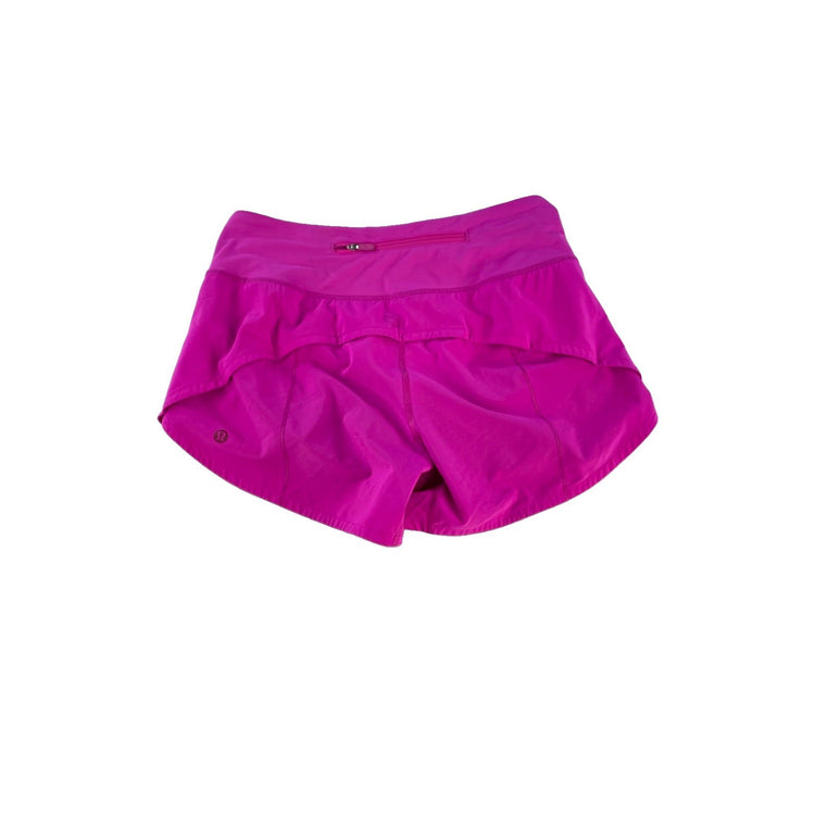 Womens Lululemon Magenta Pink Zipper Pocket Athletic Running Shorts SIZE 4