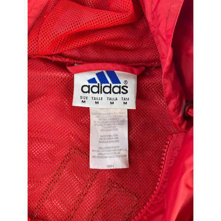 Mens Vintage Adida Red Nylon Track Jacket Size M