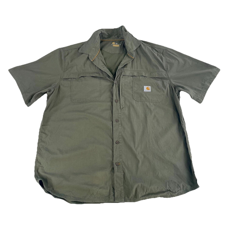 Mens Carhartt Outdoor Moss Green Relaxed Fit Button-Up Shirt Size 2Xl