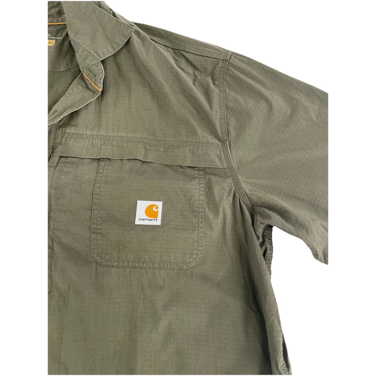 Mens Carhartt Outdoor Moss Green Relaxed Fit Button-Up Shirt Size 2Xl