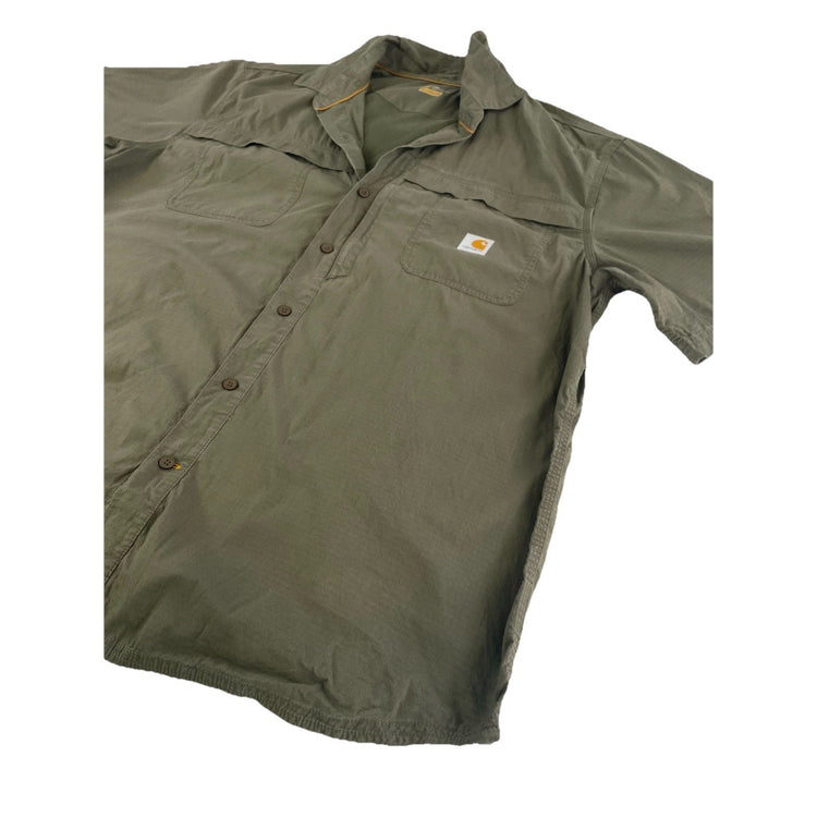 Mens Carhartt Outdoor Moss Green Relaxed Fit Button-Up Shirt Size 2Xl