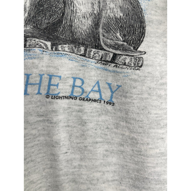 Vintage 1992 Sittin On The Dock Of The Bay Seal Grey T-shirt Size Large