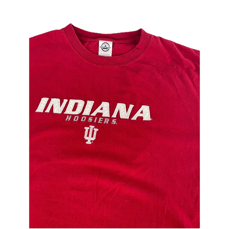 Mens Vintage NCAA Indiana Hoodies Tee Red Embroidered Logo size L