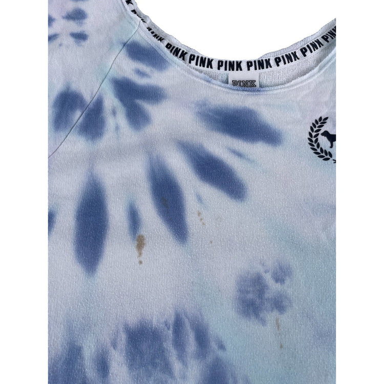 Womens Victoria's Secret PINK Blue Tie Dye Crewneck Sweatshirt Size M