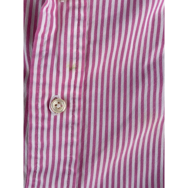 Mens Polo Ralph Lauren Classic Fit Pink & White Striped Button Down size 16
