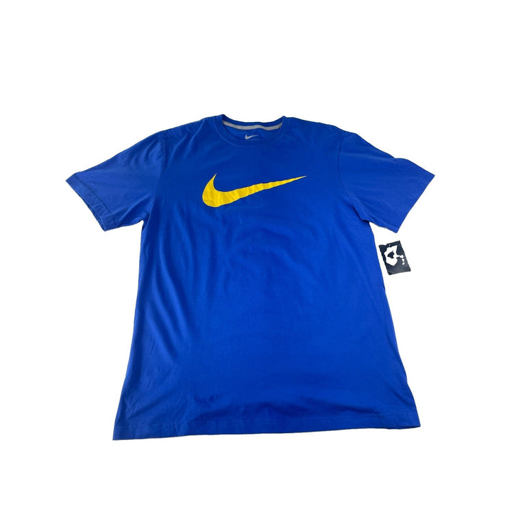 Mens Nike Blue Regular Fit Tee Yellow Logo T-Shirt Size XL